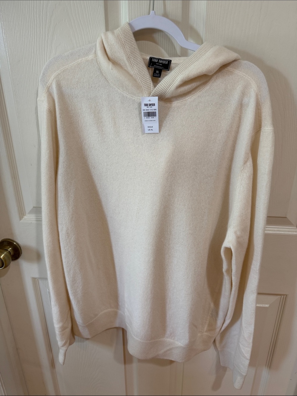 Todd Snyder Bisque Cashmere Hoodie Sz XL.  NWT